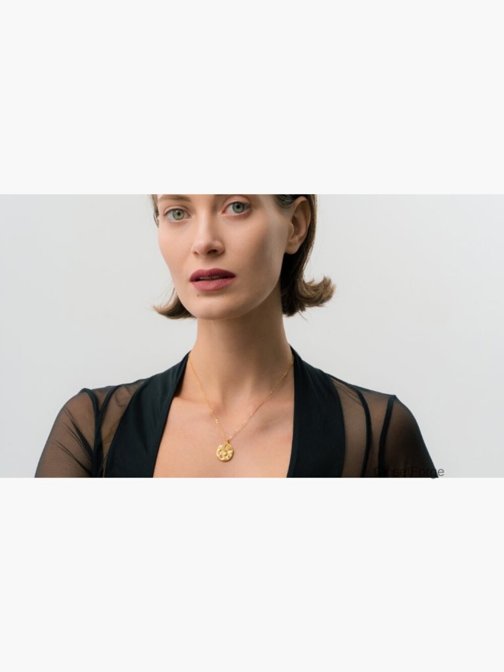 Waterproof Coin Pendant Necklace with Cubic Zirconia & Real Pearl - Picture 7 of 7